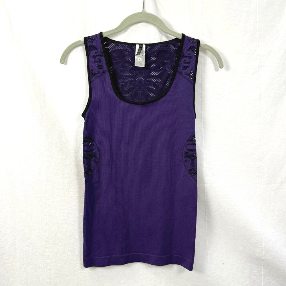 New Mix Tank Top Womens Sz S Purple Perforated Stretch Athletic Yoga Activewear